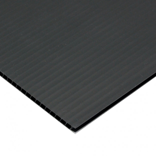 Láminas de plástico corrugado, 12 x 68 ", negras