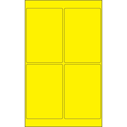 Etiquetas láser fluorescentes amarillas, 4 x 6 "
