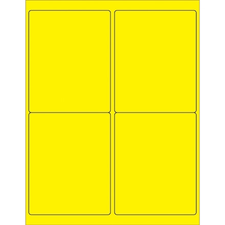 Etiquetas láser fluorescentes amarillas, 4 x 5 "