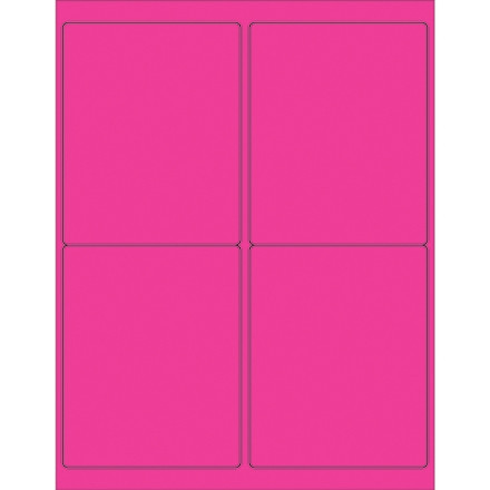 Etiquetas láser rosa fluorescente, 4 x 5 "