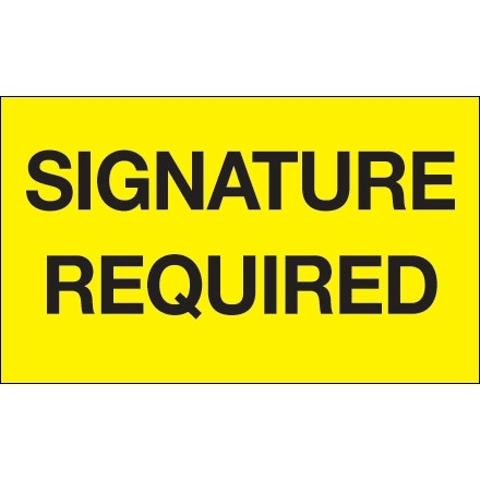 Etiquetas amarillas fluorescentes "Se requiere firma", 3 x 5 "