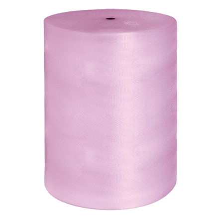 Rollo de envoltura de amortiguación de burbujas antiestática rosa de 12  pulgadas x 36 pies para mudanza y embalaje con línea perforada cada 12